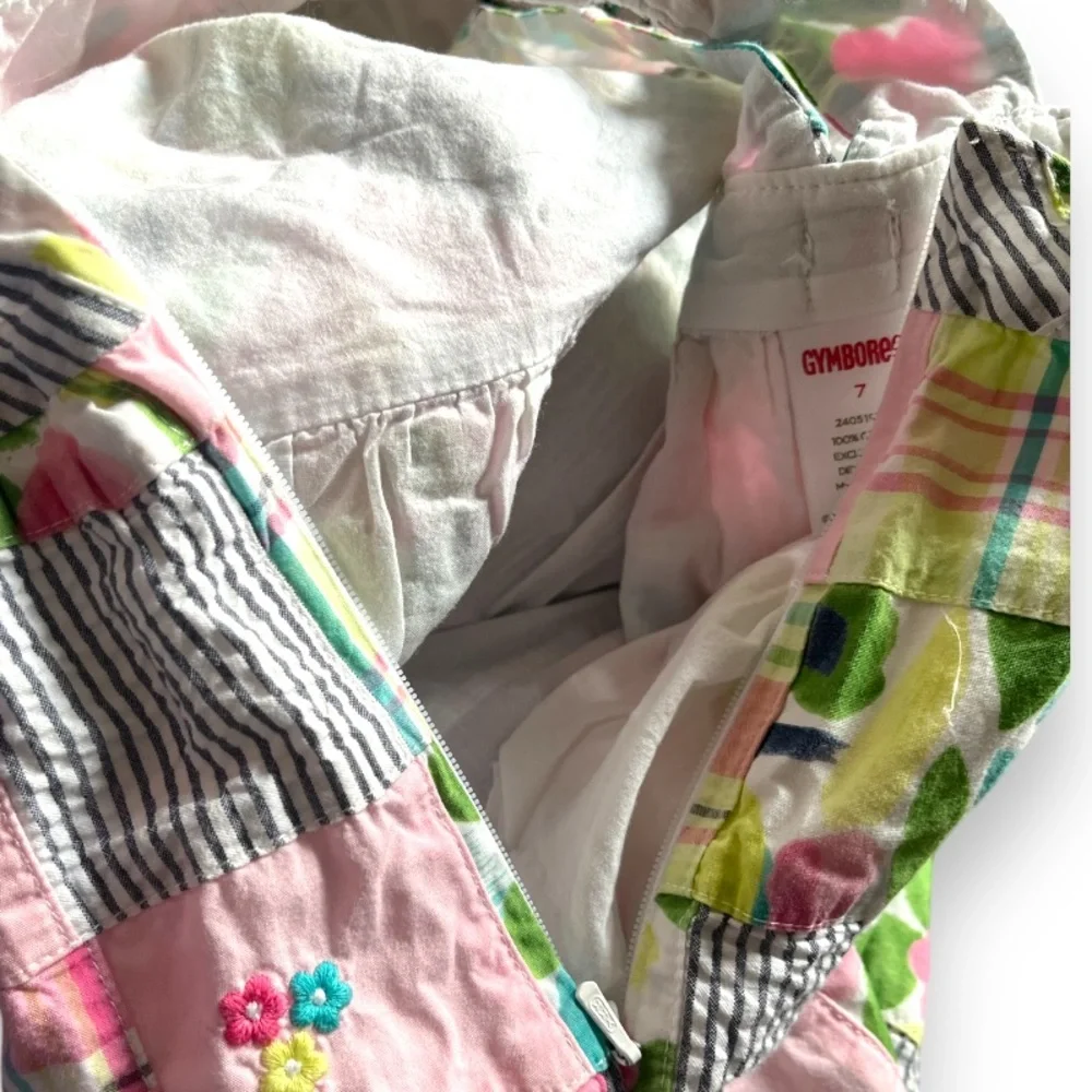 Gymboree patchwork embroidery overall size 7